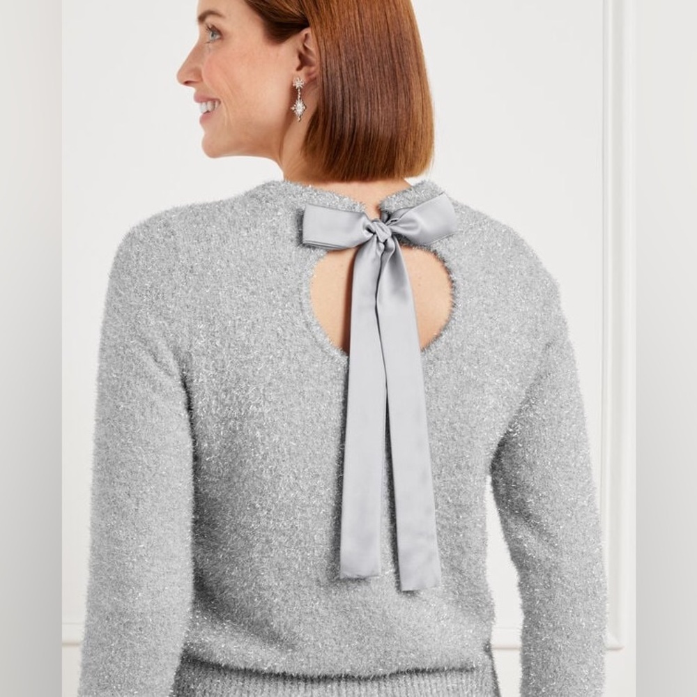 TALBOTS | METALLIC BACK BOW SWEATER / Size M
